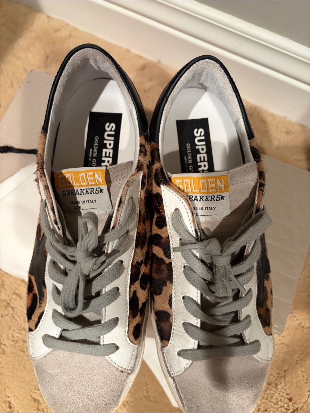 Golden Goose Leopard-Print Superstar Sneakers - Brown, Black & Gray - Picture 5 of 6